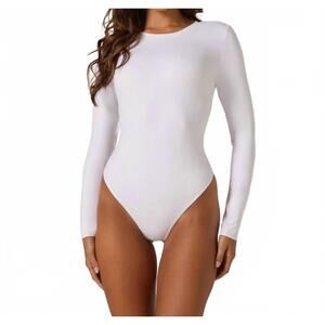 NEW 7DIAMONDS sleek long sleeve bodysuit in white